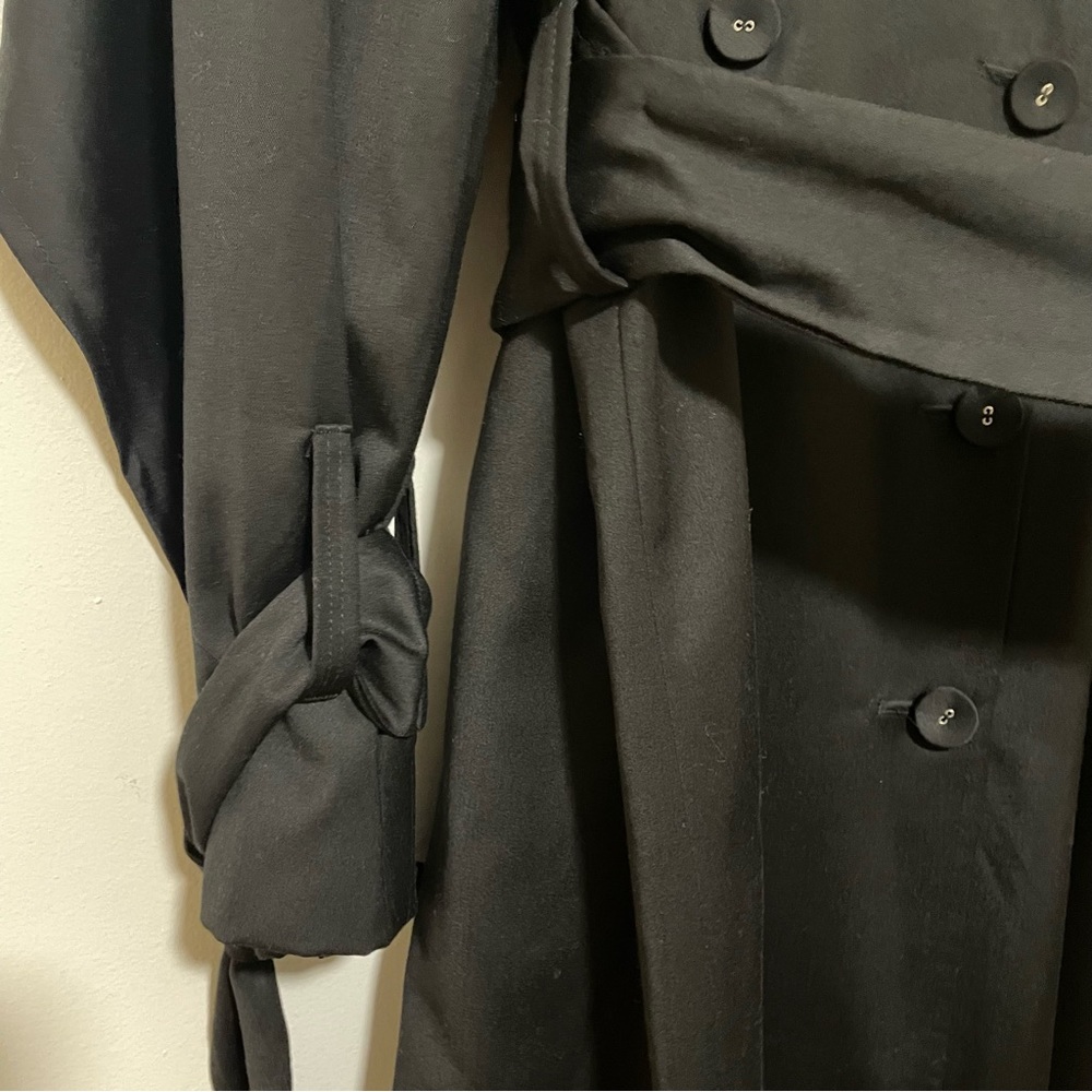 Walter Baker Coat Black Bottoms Pockets Belt Size Large - Picture 7 of 9